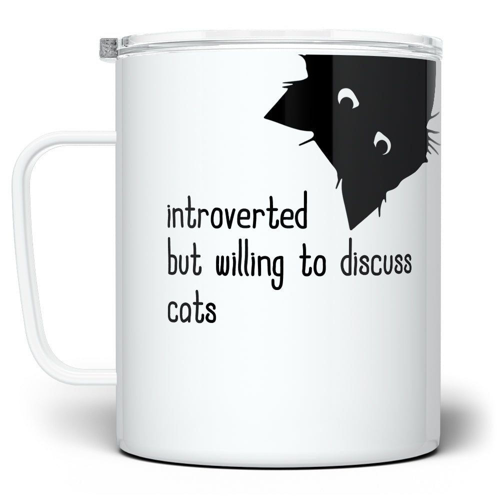 Introverted But Willing to Discuss Cats Insulated Travel Mug - Loftipop