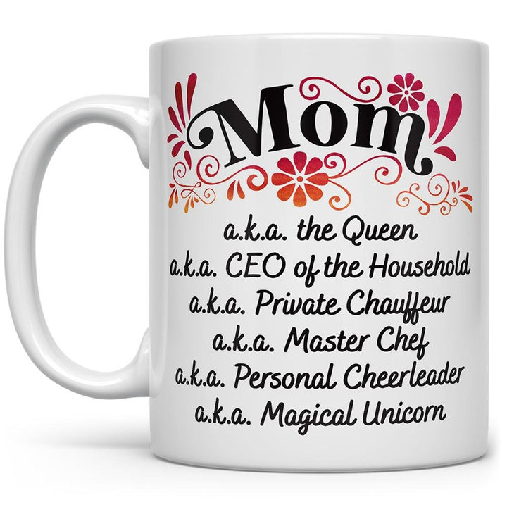 Mom a.k.a Mug with pink floral design - Loftipop