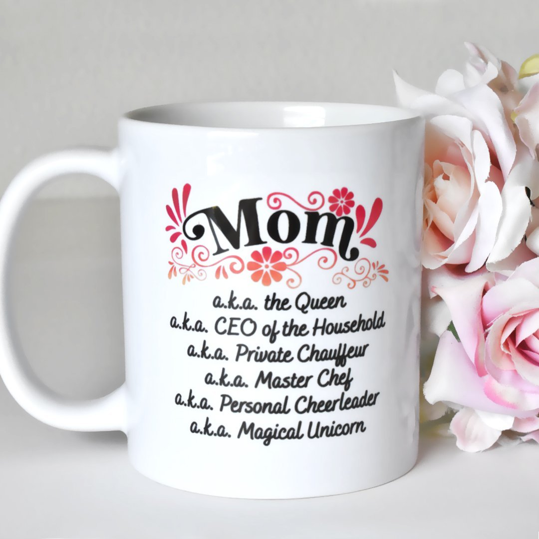 Mom a.k.a Mug with flowers next to it - Loftipop