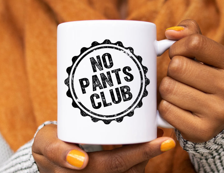 No Pants Club Mug held by hands - Loftipop