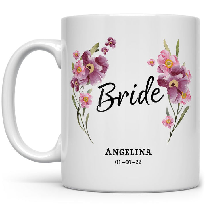 Personalized Bride Floral Mug - Loftipop