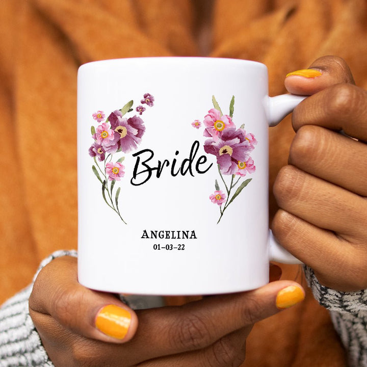 Personalized Bride Floral Mug - Loftipop