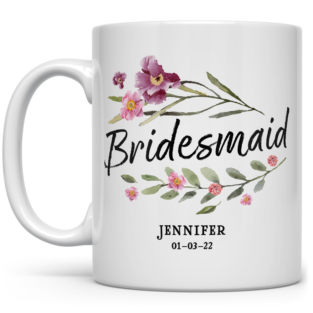 Personalized Bridesmaid Floral Mug - Loftipop