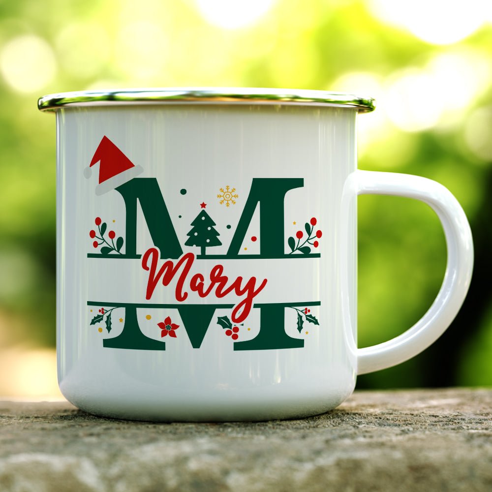 Personalized Christmas Name and Initial Camp Mug - Loftipop