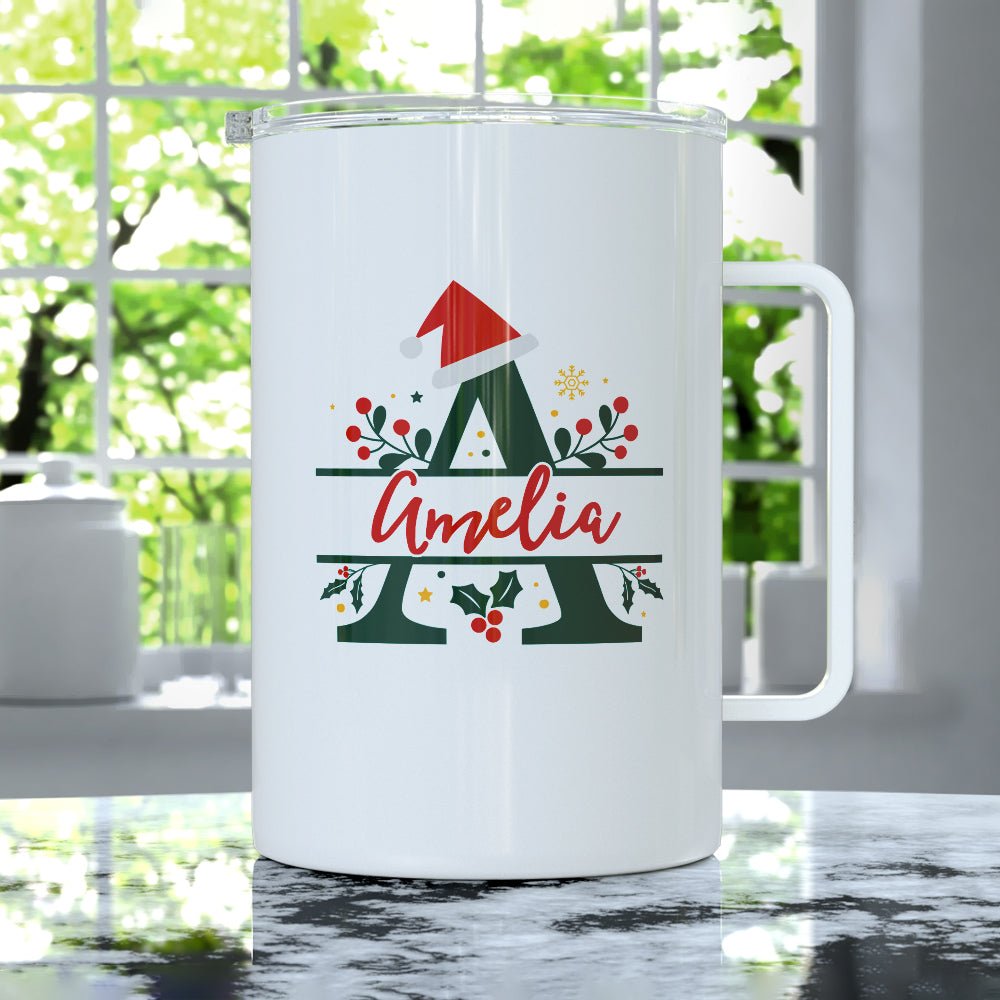 Personalized Christmas Name And Initial Insulated Travel Mug Loftipop personalized-christmas-name-and-initial-insulated-travel-mug-loftipop