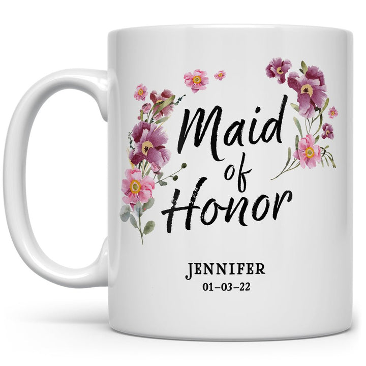 Personalized Maid of Honor Floral Mug - Loftipop