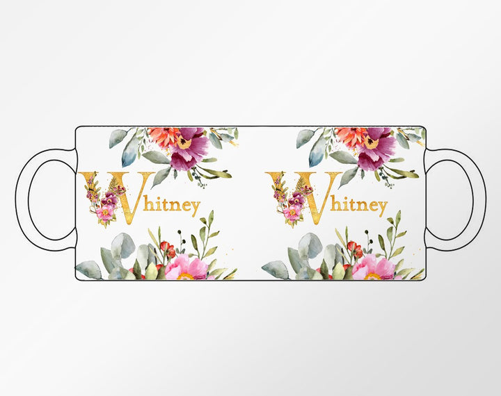 Personalized Name Floral Mug design - Loftipop