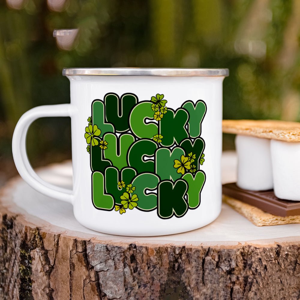 St Patricks Day Retro Lucky Camp Mug - Loftipop