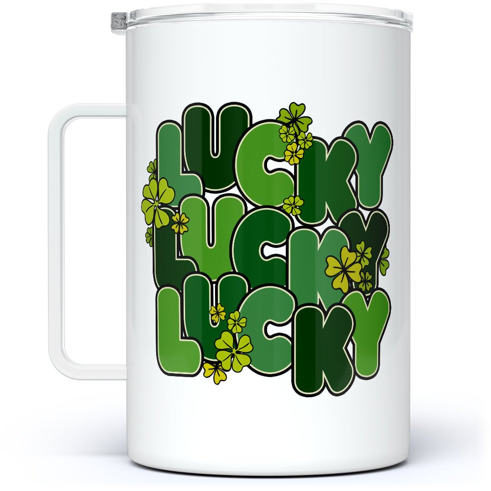 St Patricks Day Retro Lucky Insulated Travel Mug - Loftipop