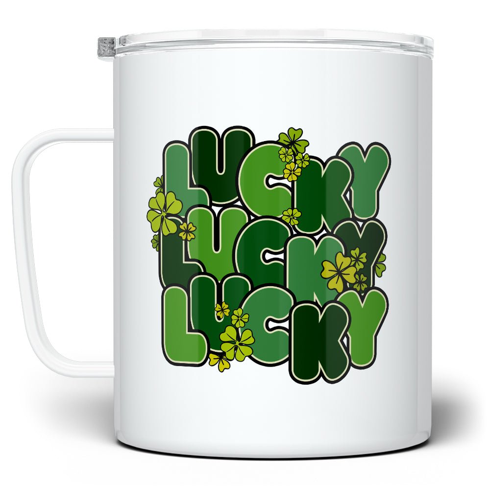 St Patricks Day Retro Lucky Insulated Travel Mug - Loftipop
