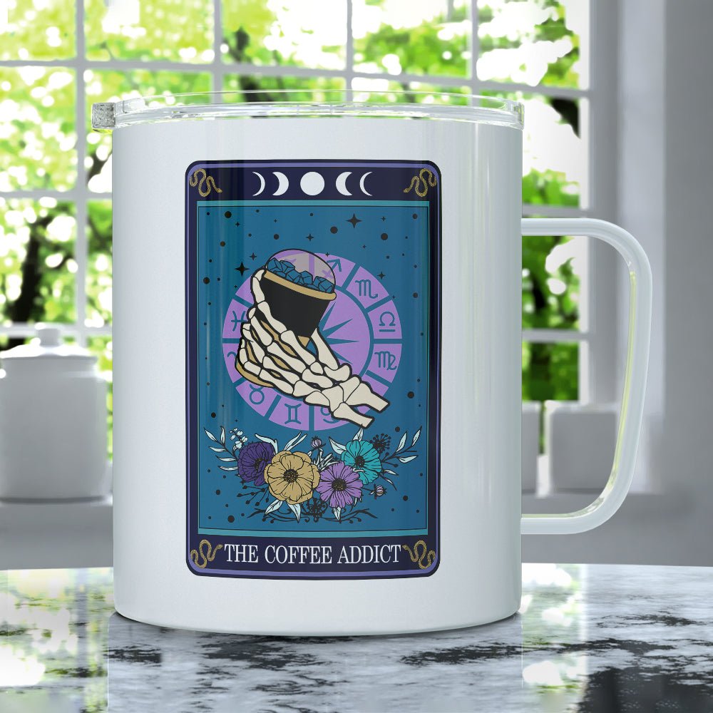 The Coffee Addict Tarot Card Insulated Travel Mug - Loftipop