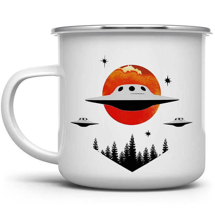 UFO Extraterrestrial Camp Mug with UFOs on it - Loftipop