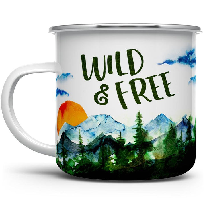 Wild & Free Camp Mug with a picturesque scene of nature - Loftipop